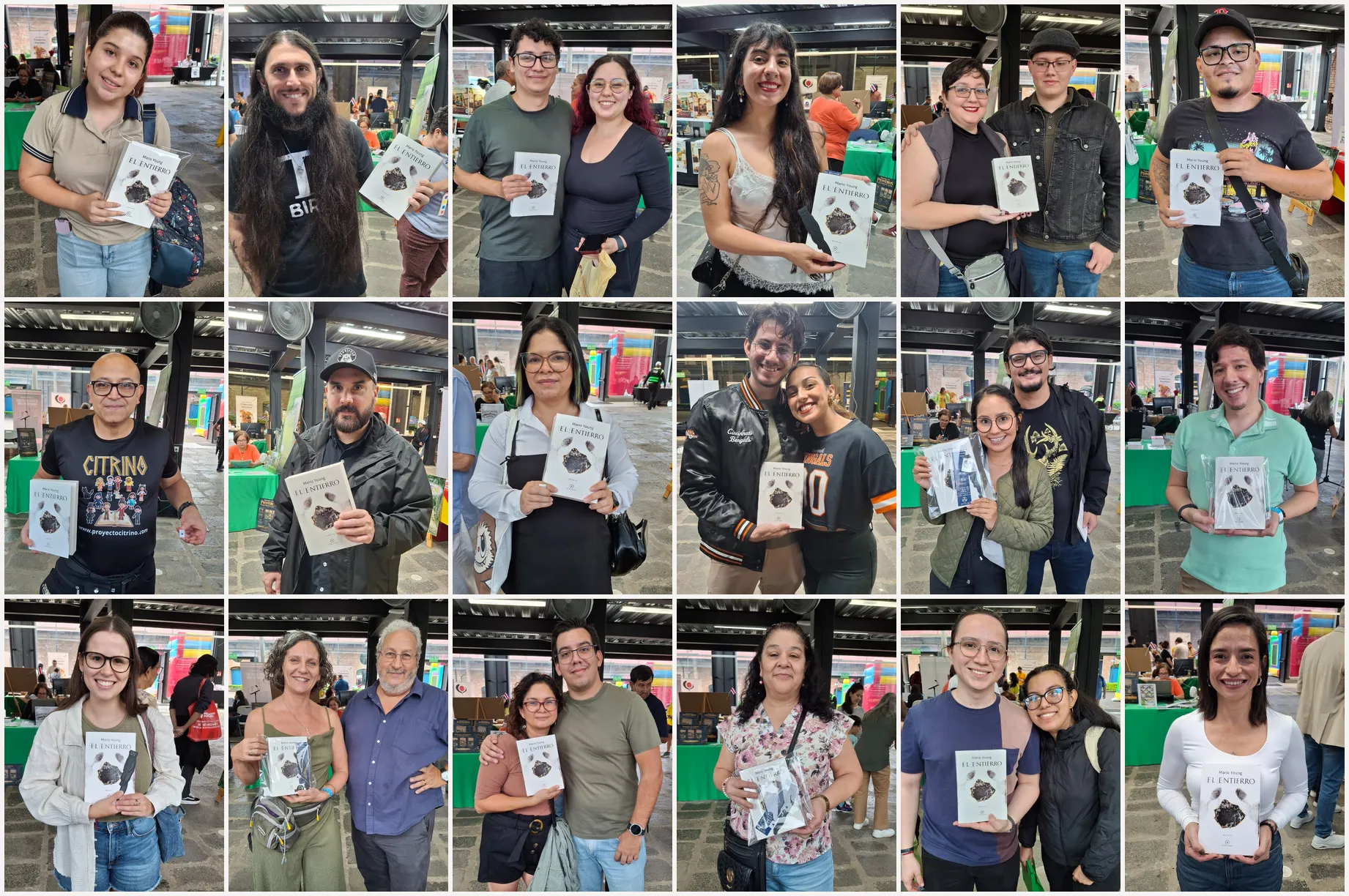 Collage de nuevos lectores sosteniendo su ejemplar de El Entierro en la Fiesta de la Lectura 2026